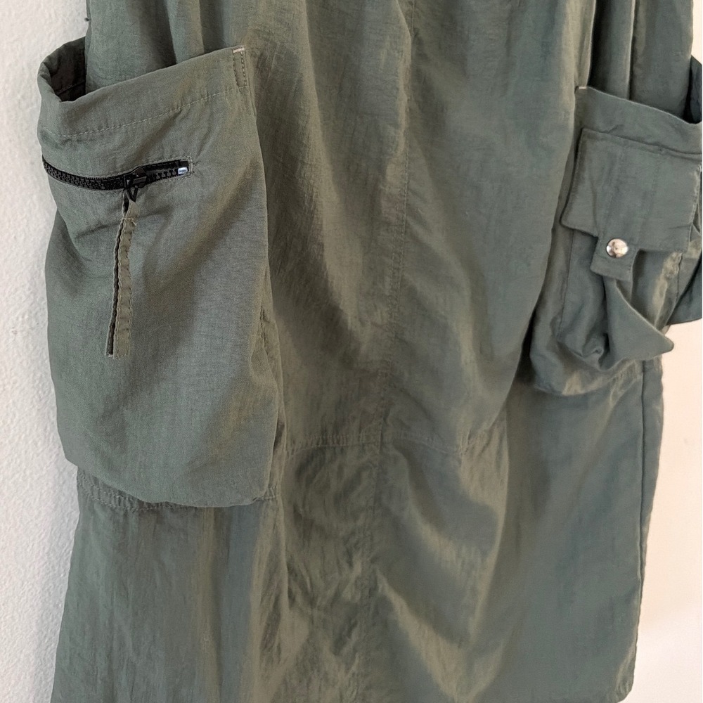 Jacques Ruc Olive Green Nylon Cargo Maxi Skirt Utilitarian Gorpcore Size Small - Picture 5 of 11